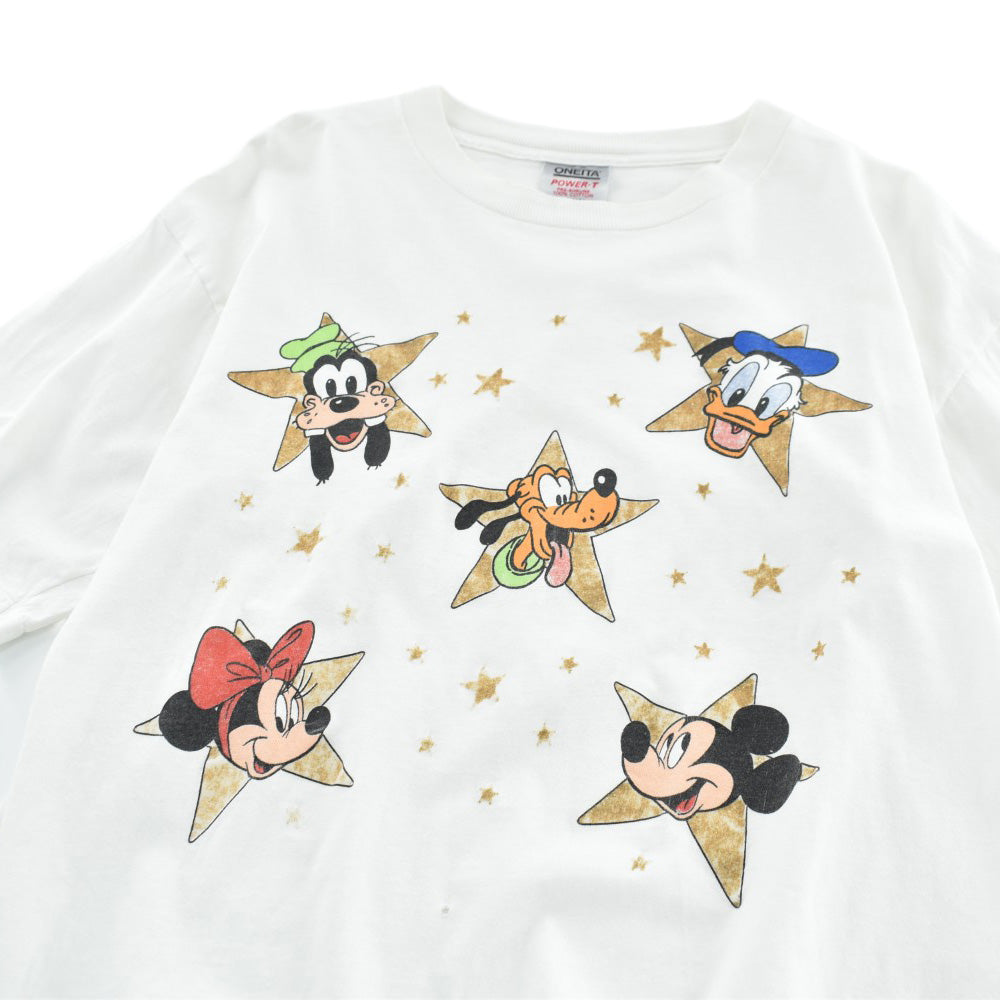 90's Disney ミッキー＆フレンズ スタープリント キャラT USA製 260612H