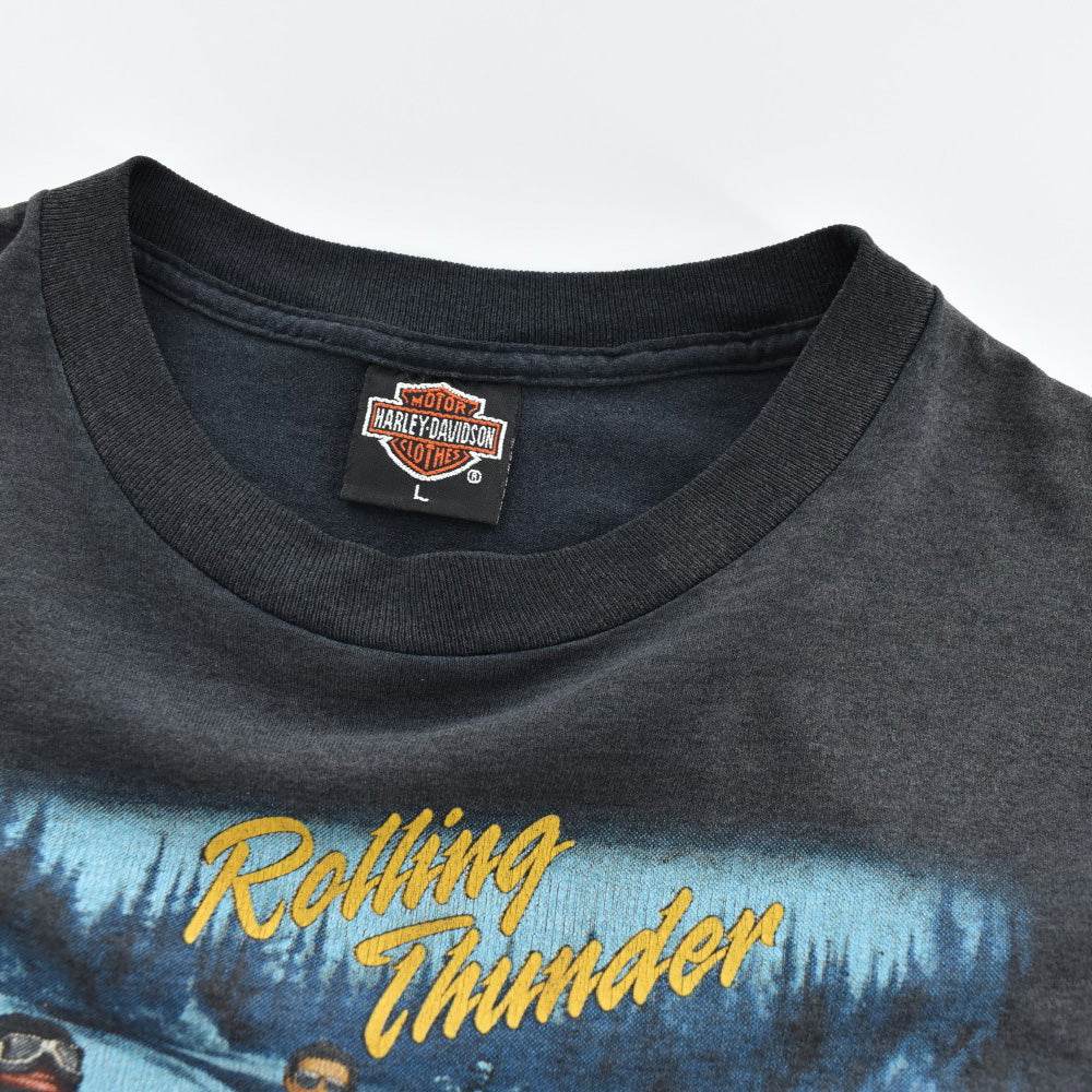 90's HARLEY-DAVIDSON / 3D EMBLEM "Rolling Thunder" ハーレーT 260623H