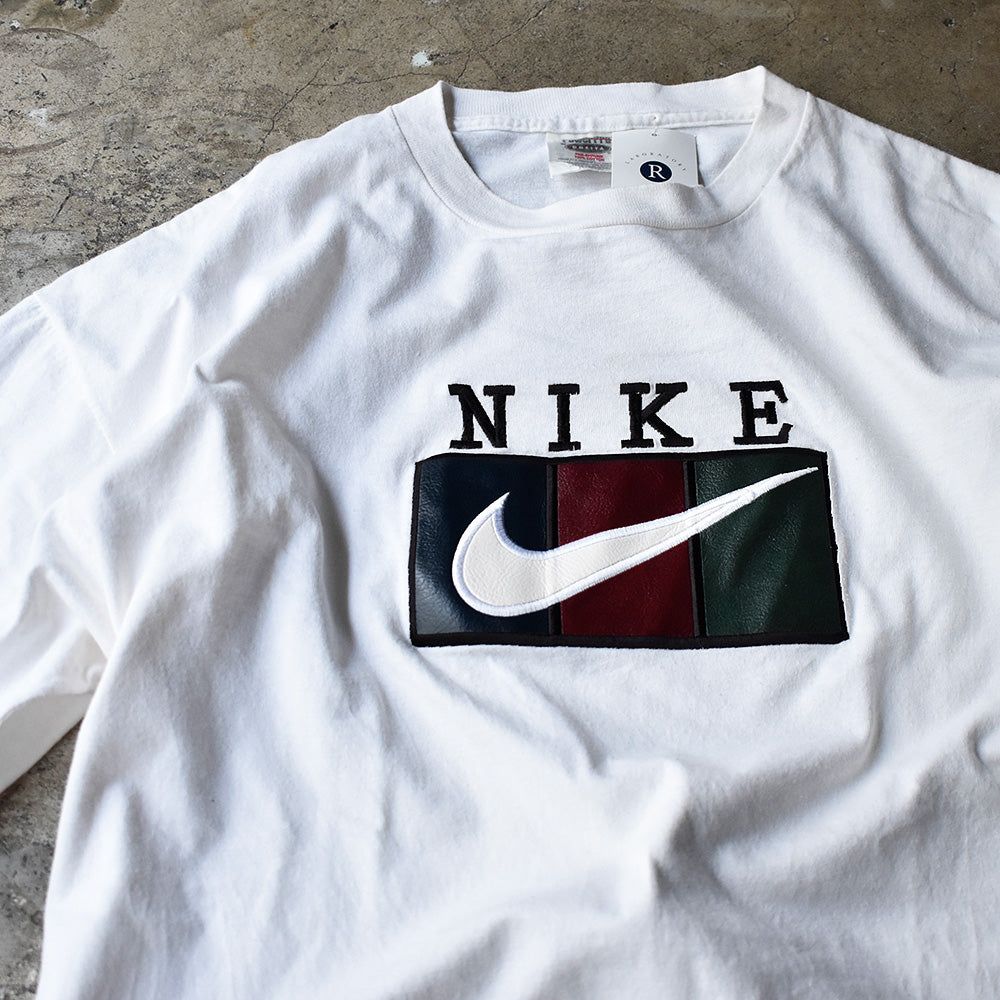 ブートレグ ナイキ レザーパッチ スウォッシュロゴ Tシャツ 1990年 ヴィンテージ
