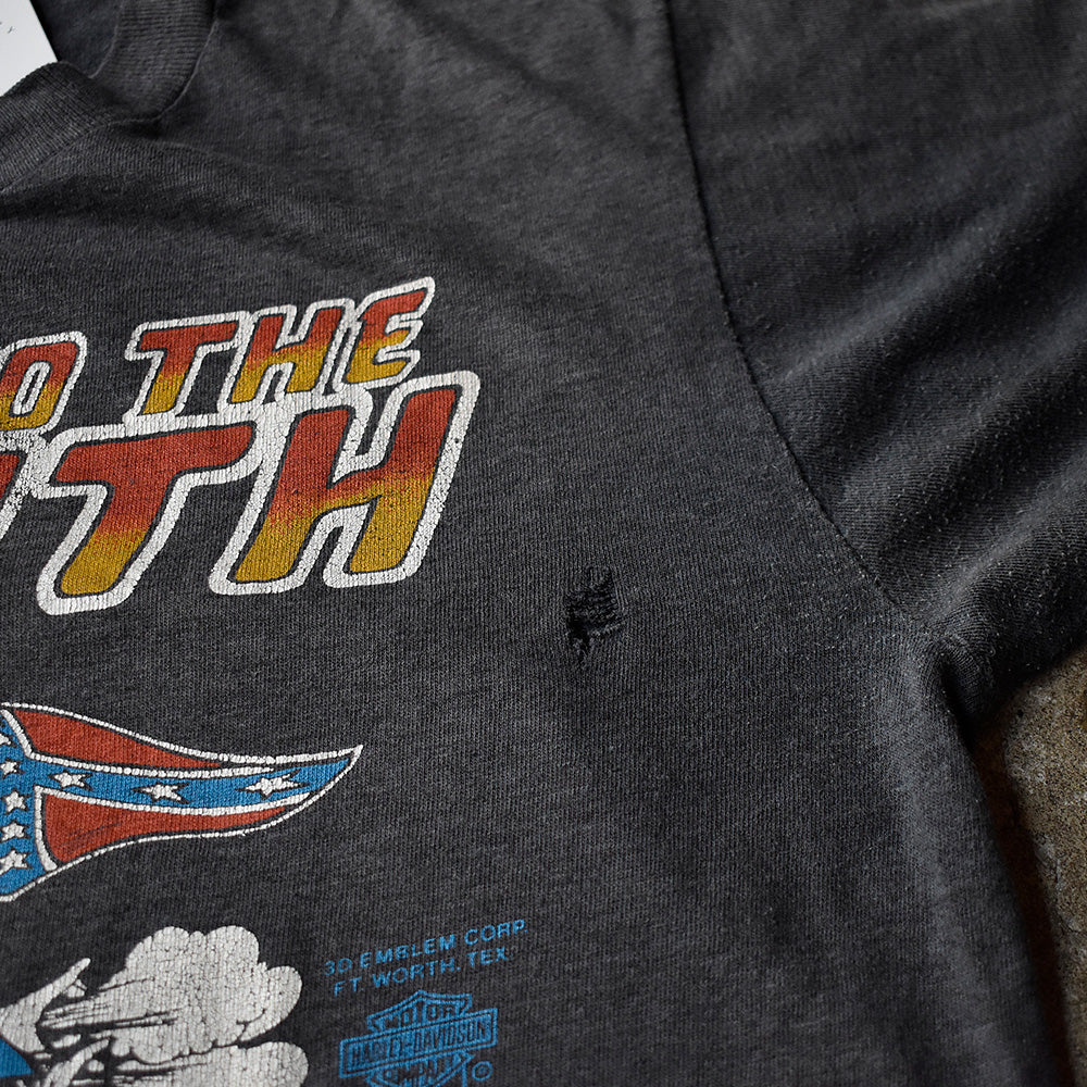 80's Harley Davidson "HERE'S TO THE SOUTH" 3D EMBLEM Tシャツ 240718H