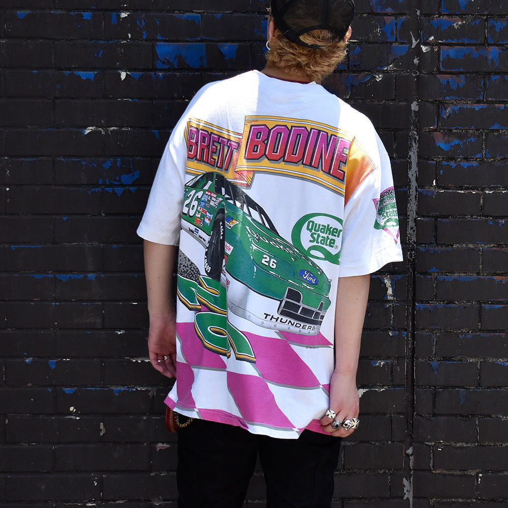 90's AOP！ “BRETT BODINE” レーシングTシャツ USA製 250618H