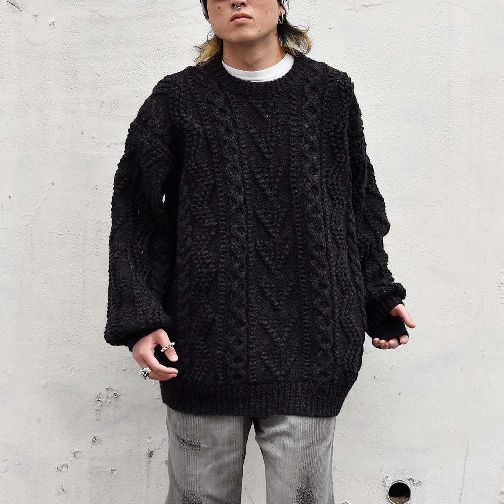 80's～ Snamara フィッシャーマン アラン柄 ハンドニットセーター アイルランド製 231121H