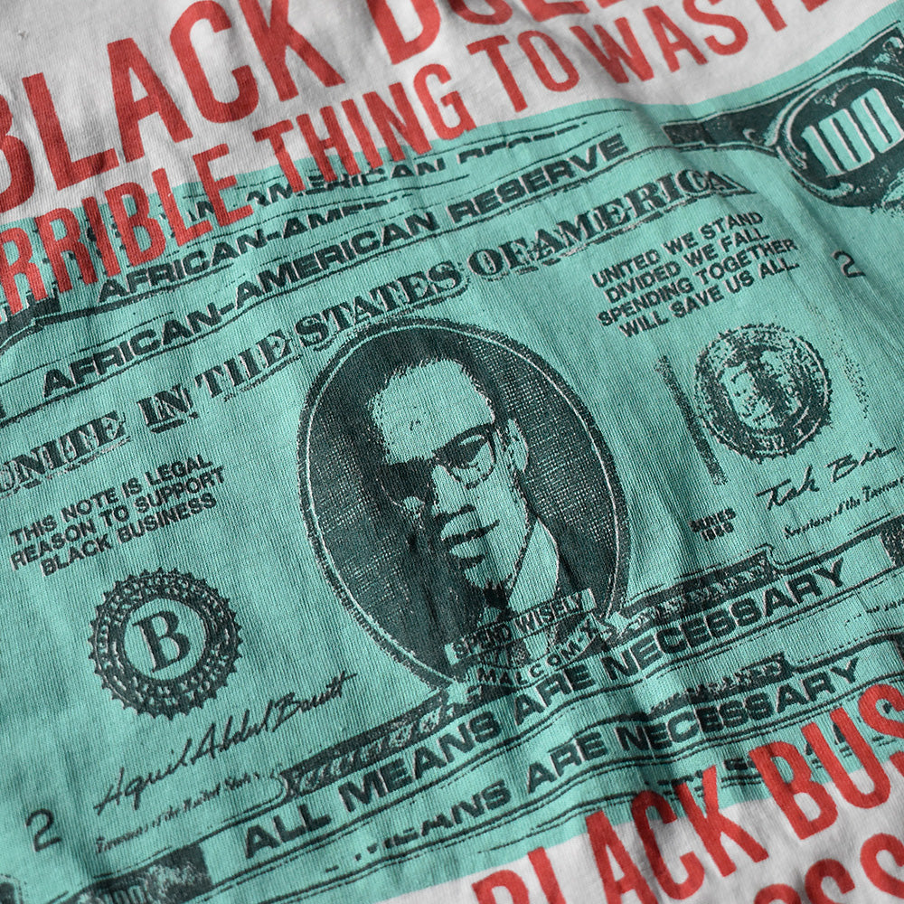 90's Malcolm X “The Black Dollar is a Terrible Thing to Waste” ドル札Tシャツ 240317H