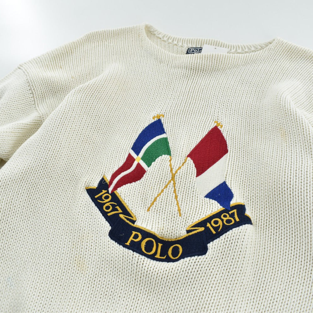 80’s Polo by Ralph Lauren "クロスフラッグ 1967-1987" コットンニット セーター 261023H