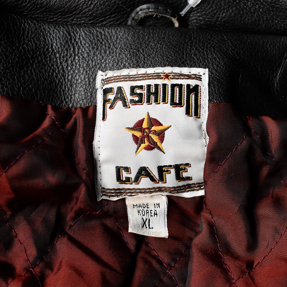 90's “Fashion Cafe” Dポケタイプ ライダース レザージャケット 240226H