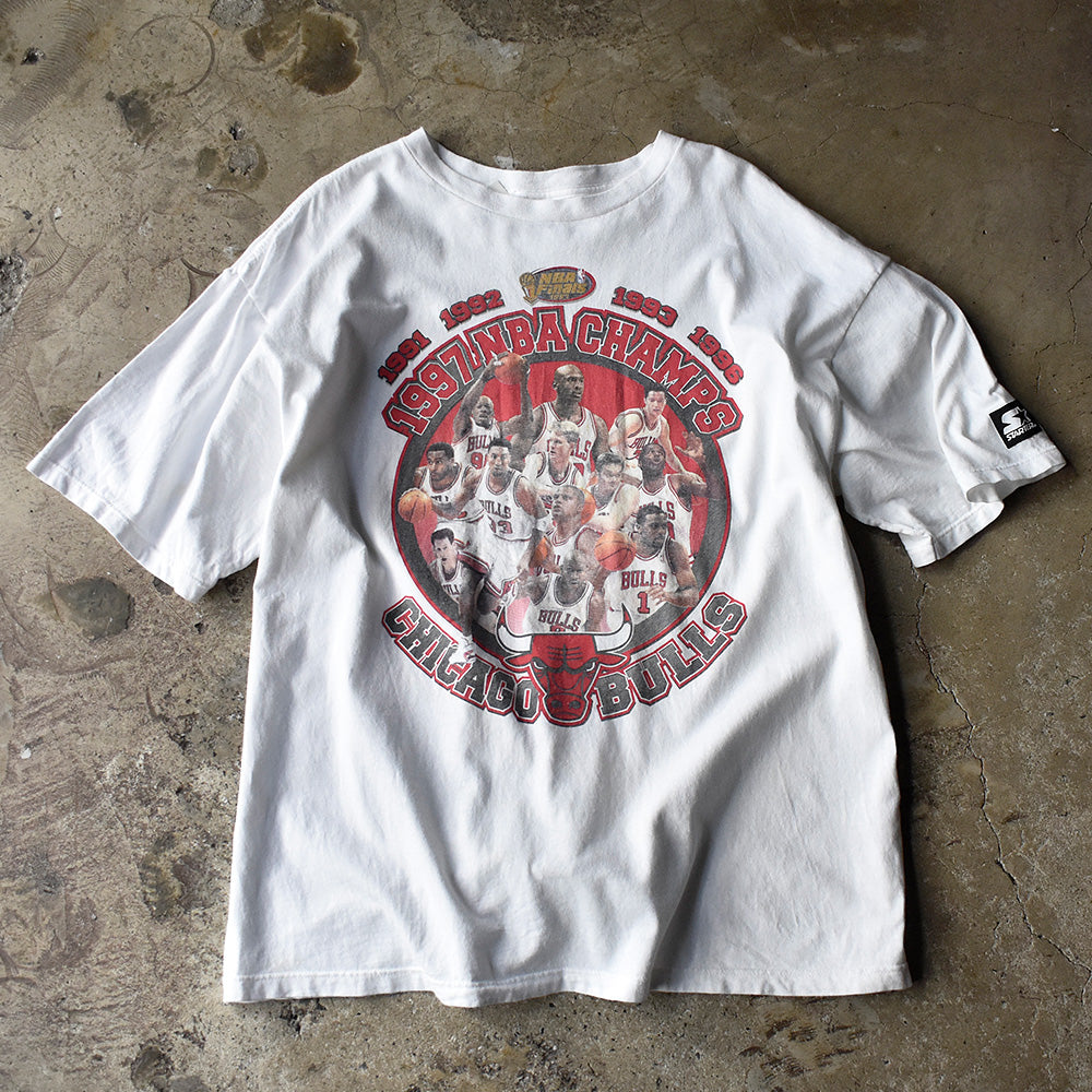 90's STARTER Chicago Bulls “1997 NBA CHAMPS” Tシャツ USA製 240327H