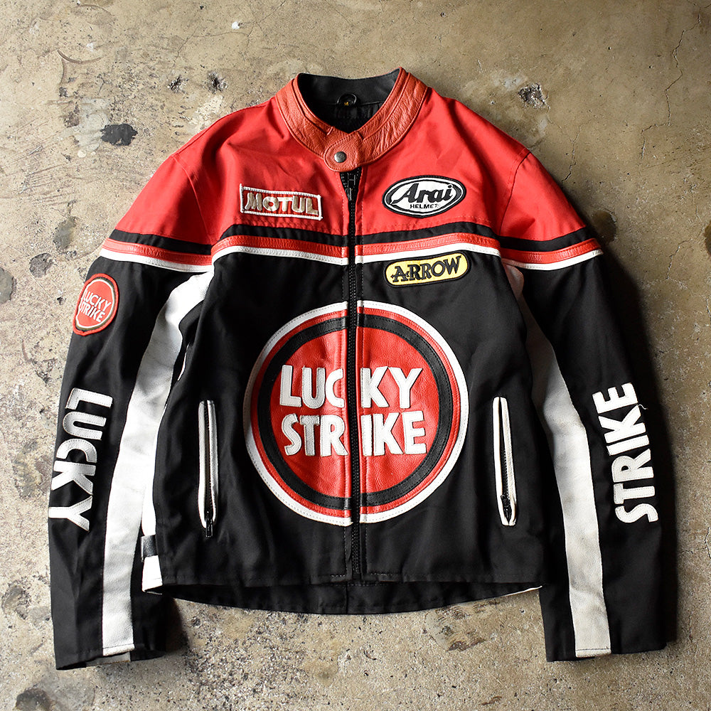 ラッキーストライク レザーロゴ モーターサイクル レーシングジャケット 1990年 ヴィンテージ