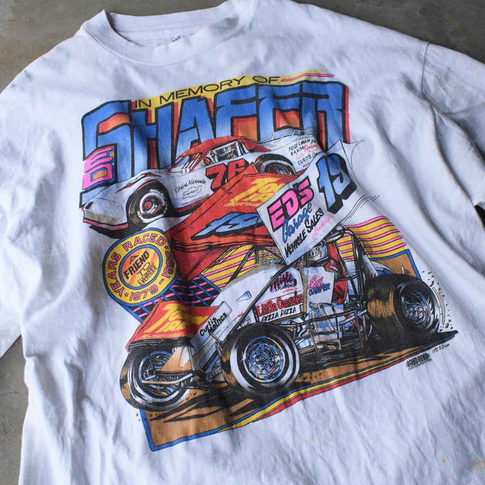 90's “IN MEMORY OF SHAFFER” レーシングプリント Tシャツ 250524