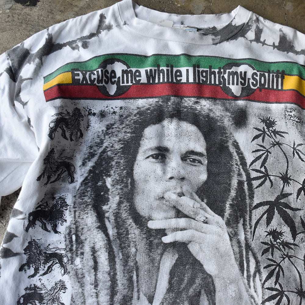 90's AOP！ BOB MARLEY “EXCUSE ME WHILE I LIGHT MY SPLIFF“ Tシャツ 250601H
