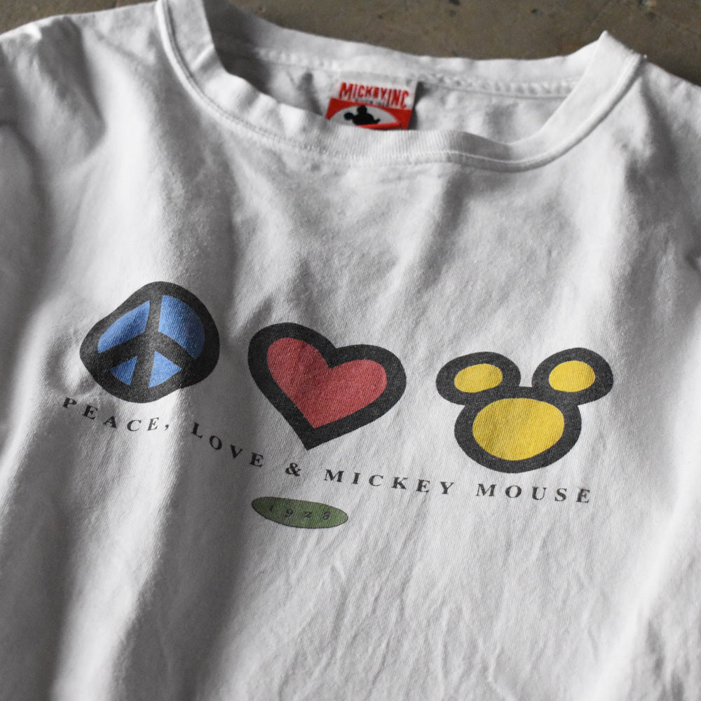 90’s Disney ”PEACE, LOVE & MICKEY MOUSE” Tシャツ USA製 240517