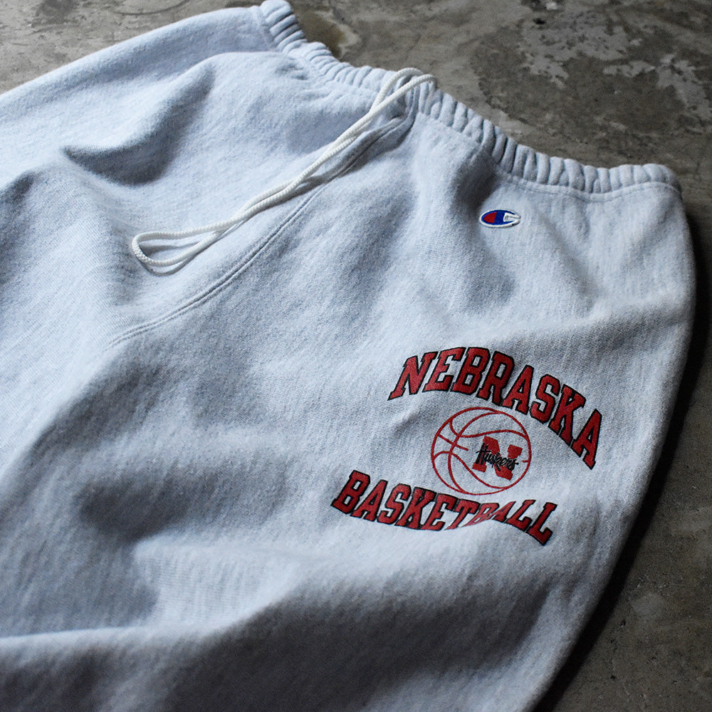 90's Champion “NEBRASKA BASKETBALL” 三段プリント RWスウェットパンツ USA製 240502H