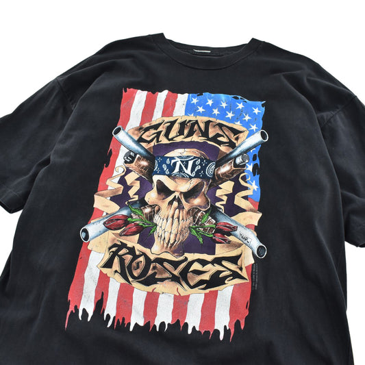 90's GUNS N' ROSES 星条旗 スカル ハードロックTシャツ 260818H