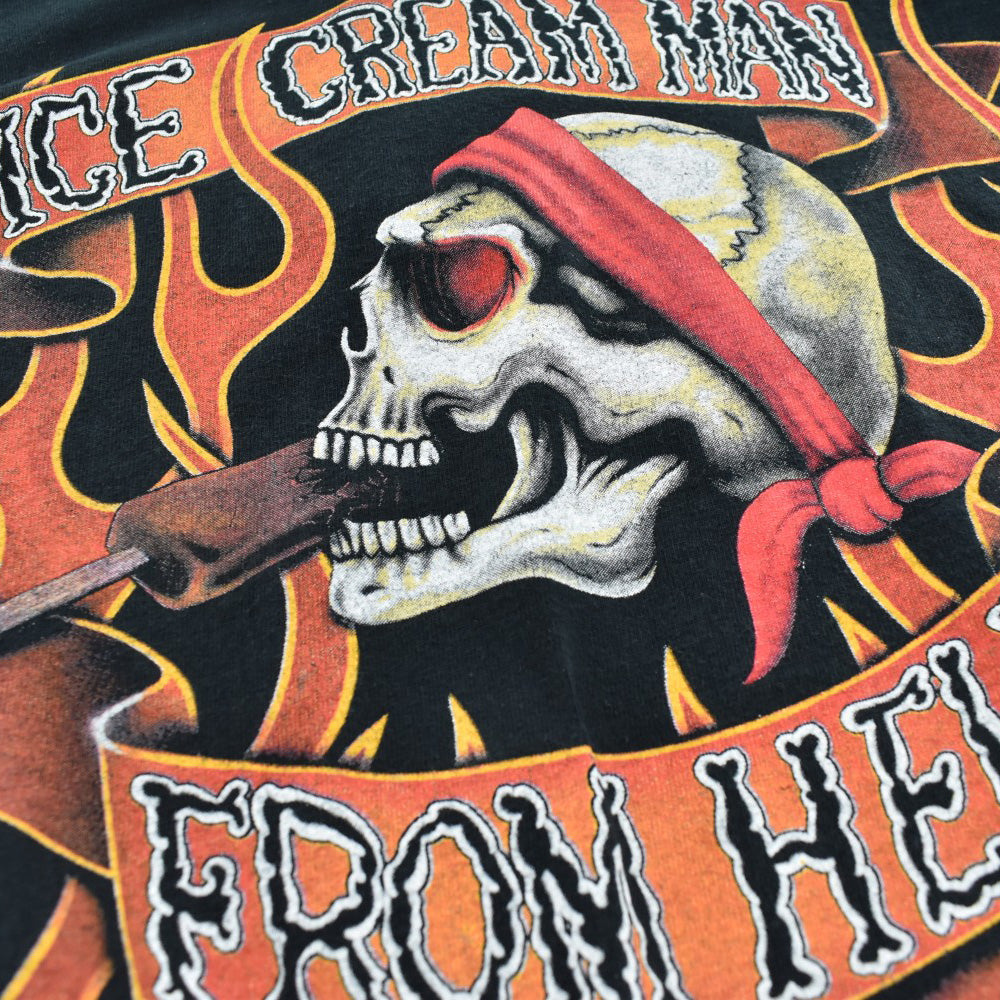 90's Ice Cream Man From Hell ファイヤーパターン スカル ロングスリーブTシャツ USA製 261002H