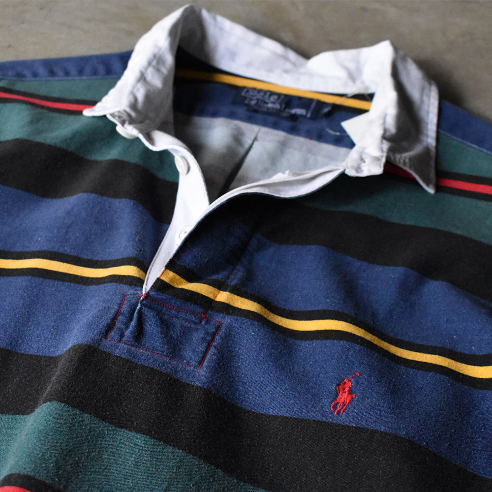 90's Polo Ralph Lauren シャツ袖 マルチボーダー ラグビーシャツ 240327 S2065