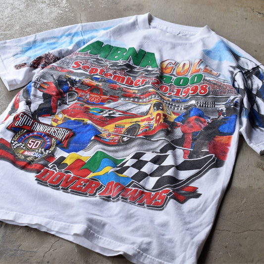 90's CHASE authentics “NASCER MBNA COLD 400” AOP! レーシング Tシャツ USA製 230625