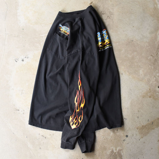 Y2K JENSEN ”BIKEWEEK 2002” ファイヤーパターン! バイク Tシャツ USA製 250513