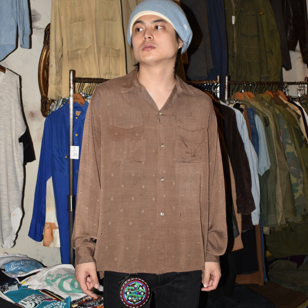50's Rayon Gabardine ループ オープンカラーシャツ 260529H