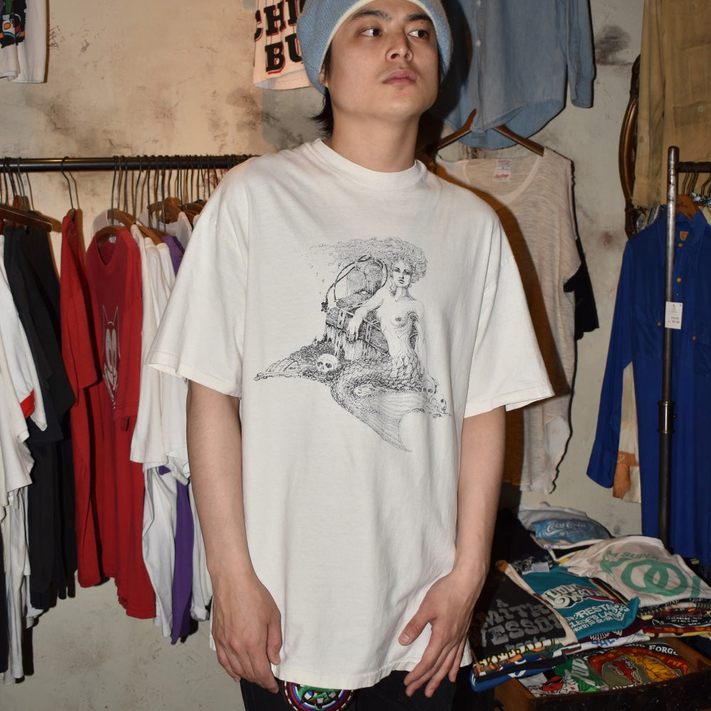 90's 人魚とスカル アートTシャツ USA製 260529H