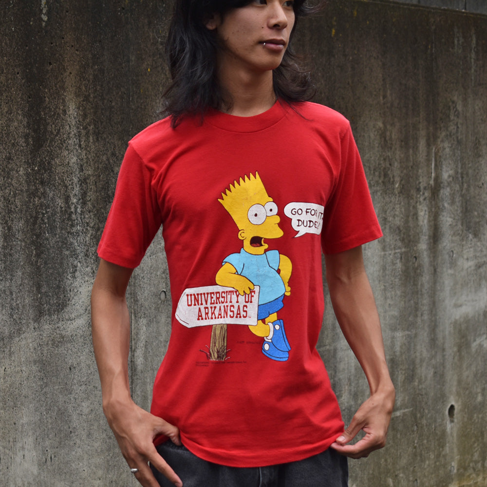 90's　The Simpsons/ザ・シンプソンズ “UNIVERSITY OF ARKANSAS” Tシャツ　USA製　230614