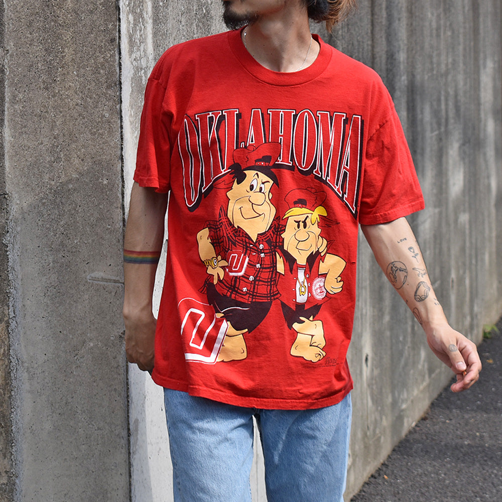90’s　The Flintstones/原始家族フリントストーン “OKLAHOMA” 両面プリント Tシャツ　USA製　230620
