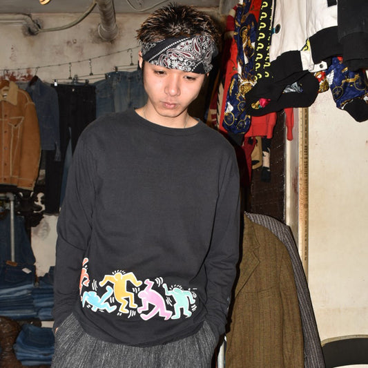 90's Keith Haring "Dancing Figures" ロンT 260213H