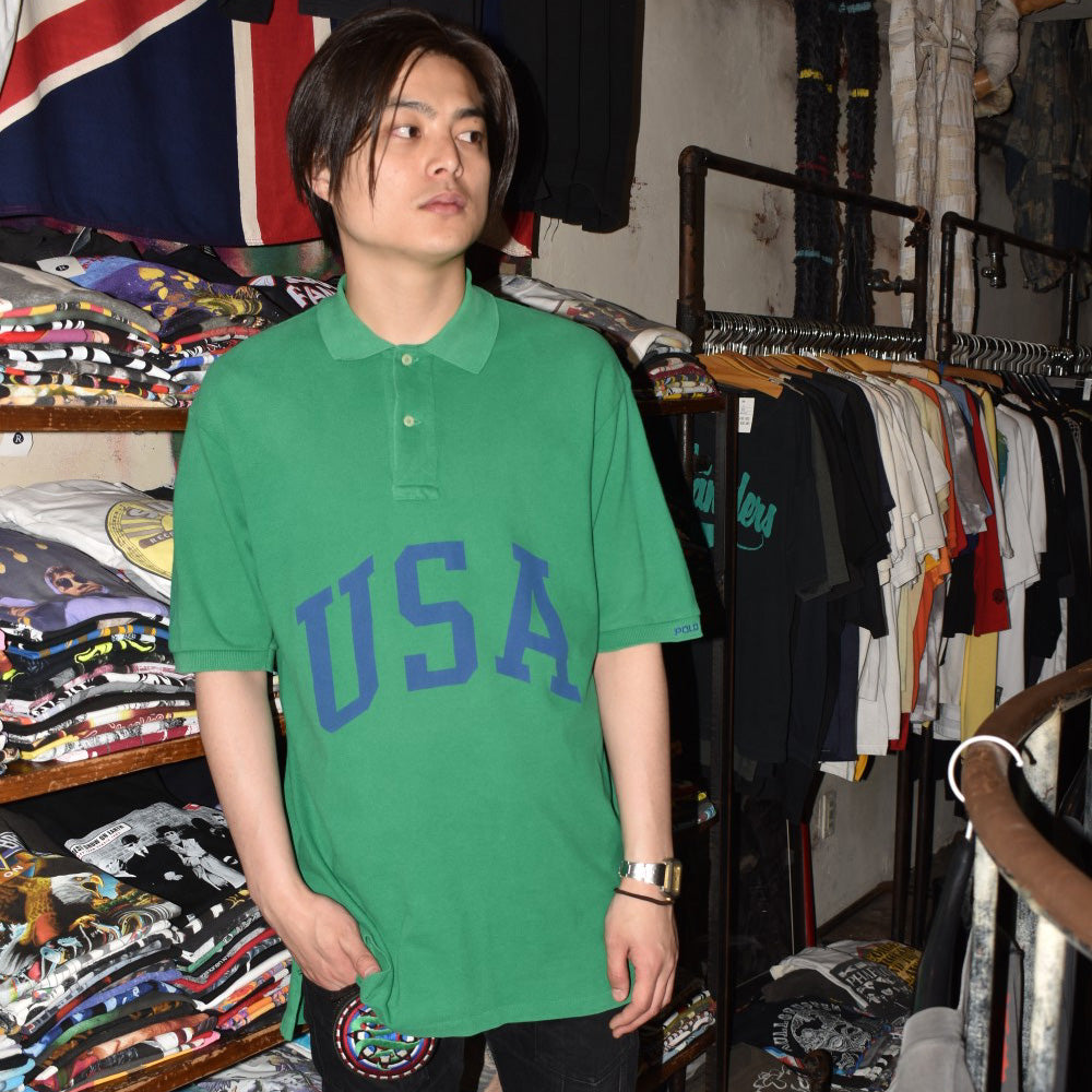90's POLO SPORT RALPH LAUREN "USA" 鹿の子 ポロシャツ USA製 260410H