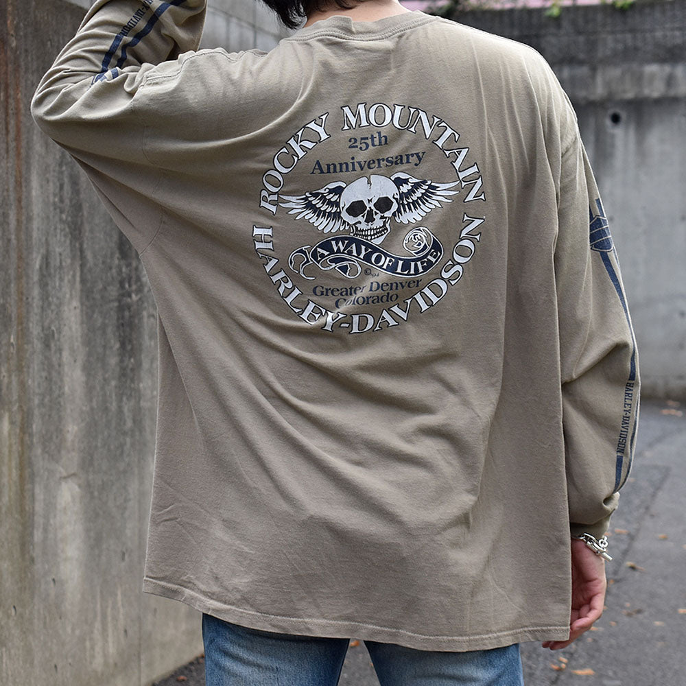 Y2K Harley-Davidson 袖プリ！ ロンT USA製 230930