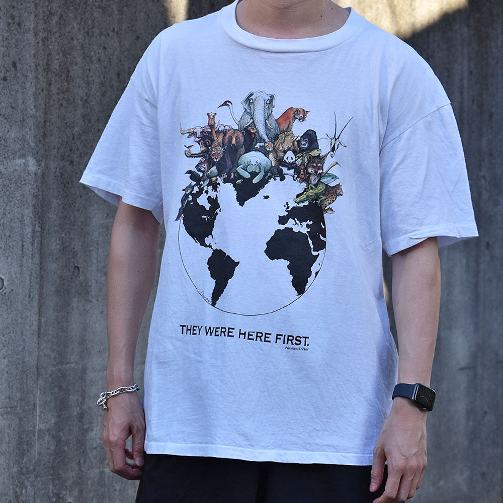 90's　“THEY WERE HERE FIRST” アニマルプリント Tシャツ　USA製　230811