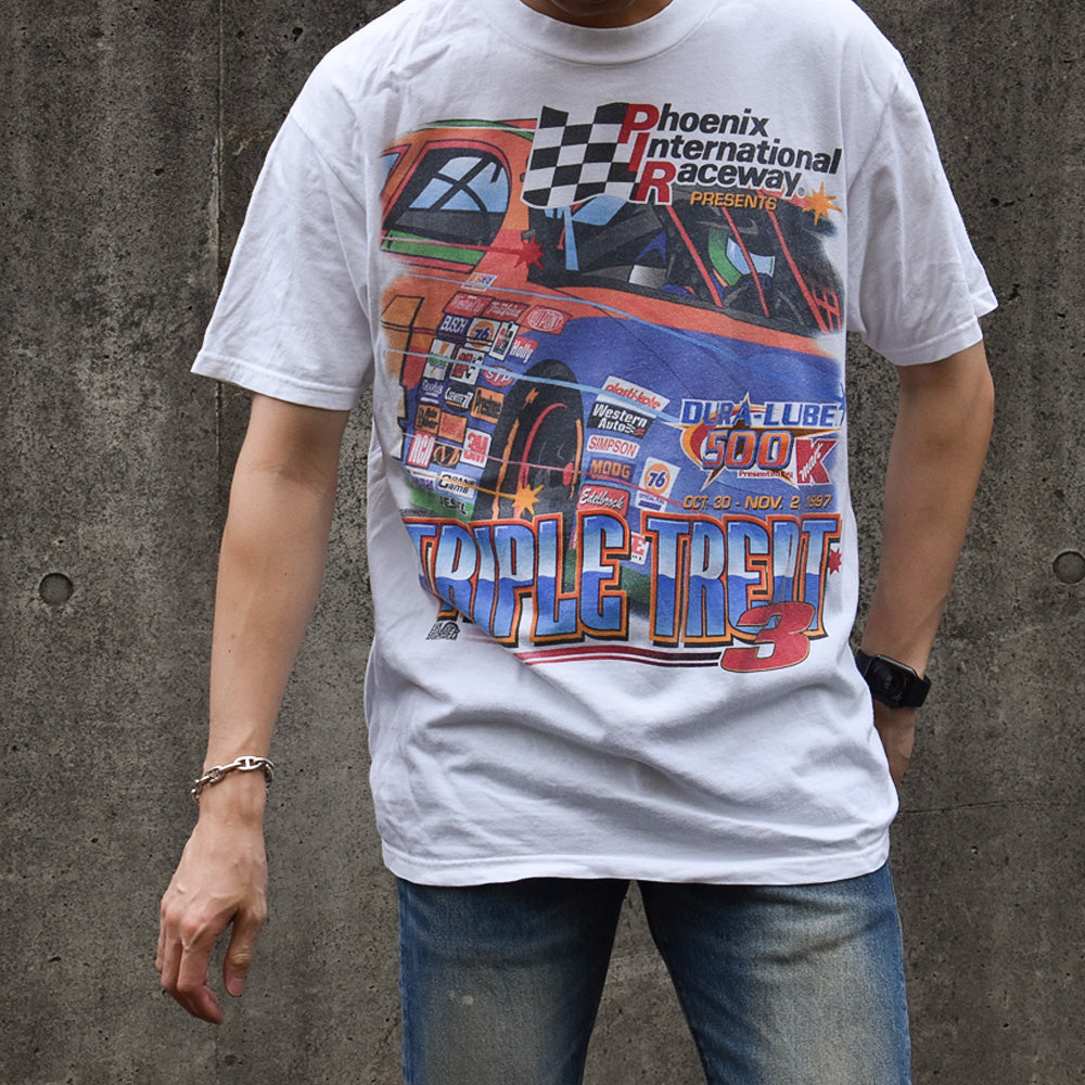 90's Phoenix International Raceway “TRIPLE TREAT” レーシング Tシャツ 231006