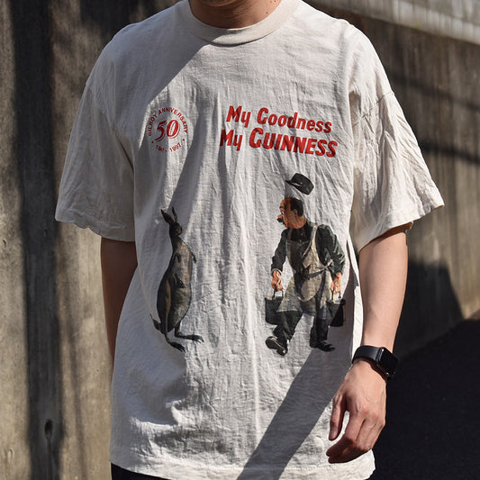 90's　Guinness/ギネス “My Goodness My GUINNESS” 広告 アートプリント Tシャツ　230515