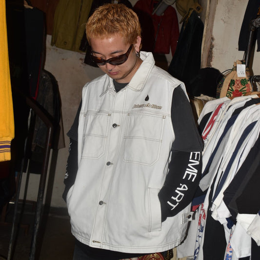 90's Johnny Blaze メタルプレート ワークベスト 白 260310H