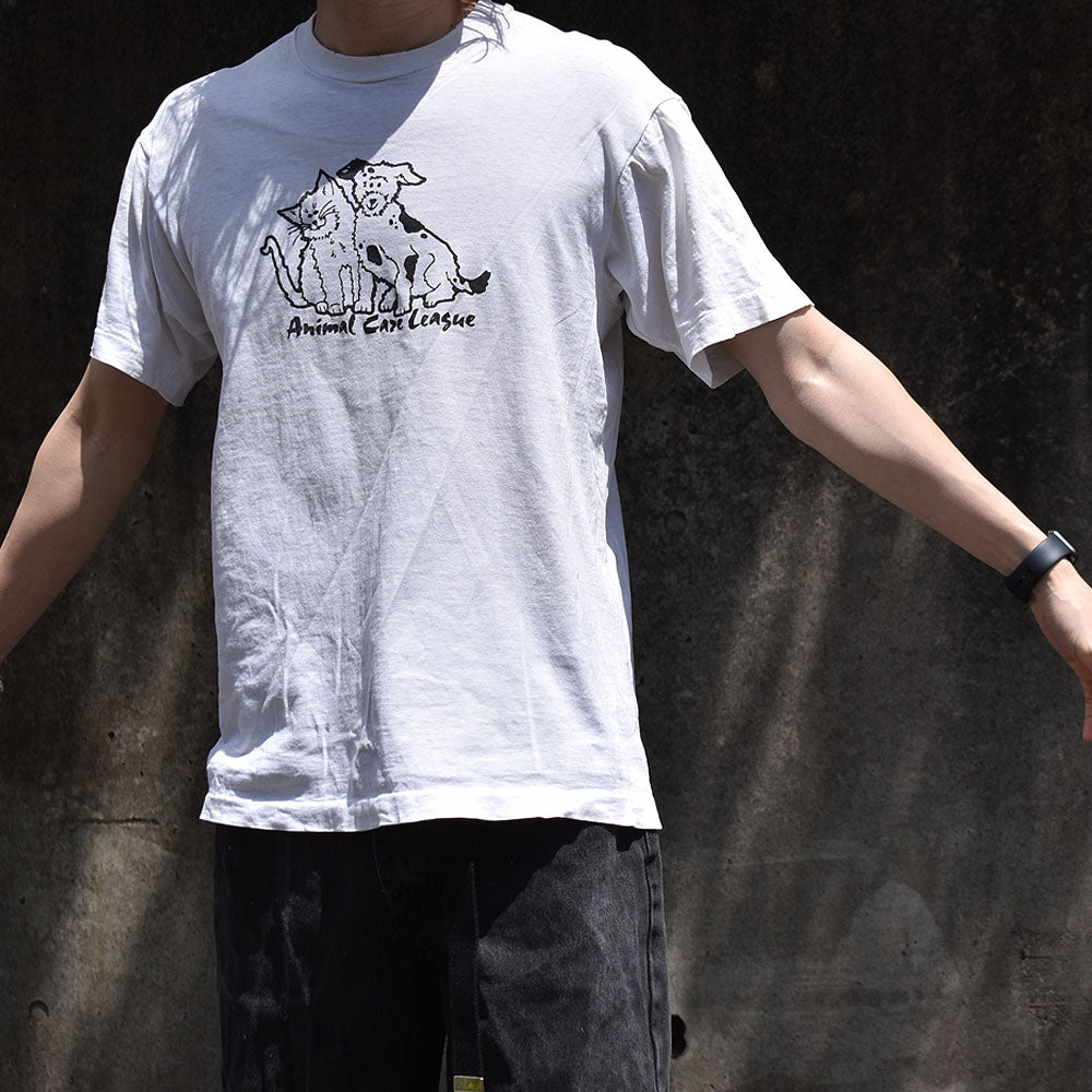 90’s Fruit of the Loom ”Animal Care League” 両面プリント アニマルプリント Tシャツ 240507