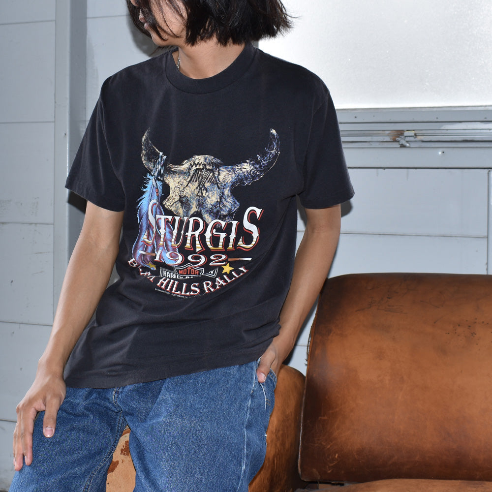 ハーレー・ダビッドソン 3Dエンブレム STURGIS 1992 両面プリント Tシャツ 1992年 USA製 ヴィンテージ