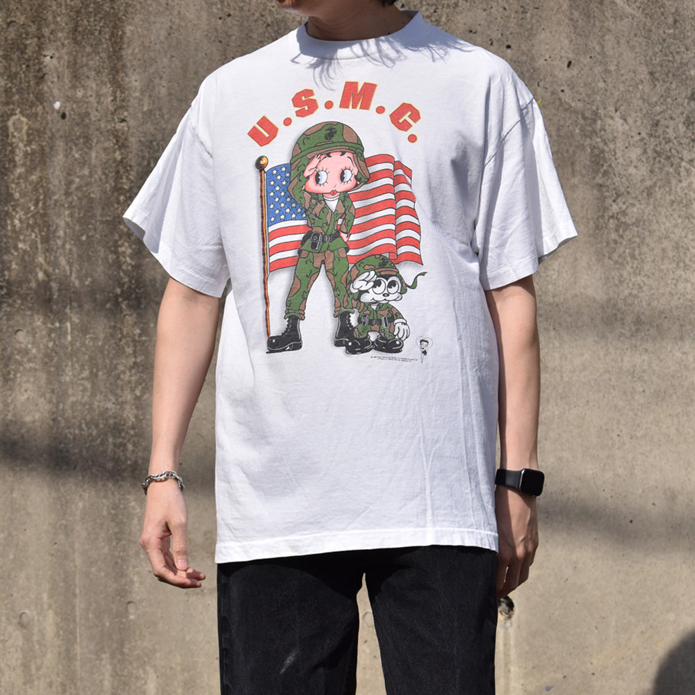 90’s Betty Boop “U.S.M.C.” キャラ Tシャツ 240415