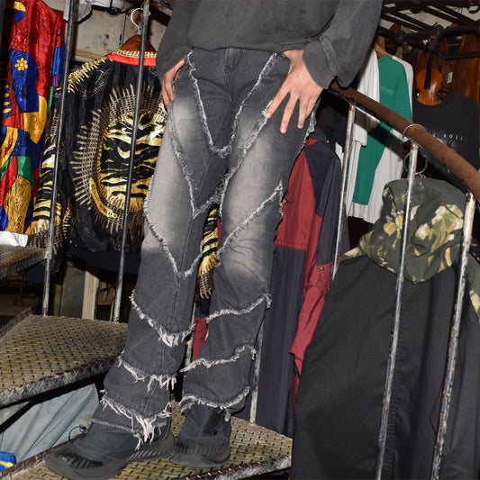 Y2K REBEL VENGEANCE Gothic Fringe フレアパンツ　250919H