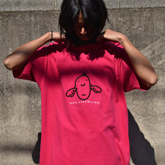 90’s Fruit of the Loom ”NOT LISTENING” 刺繍 Tシャツ USA製 230427