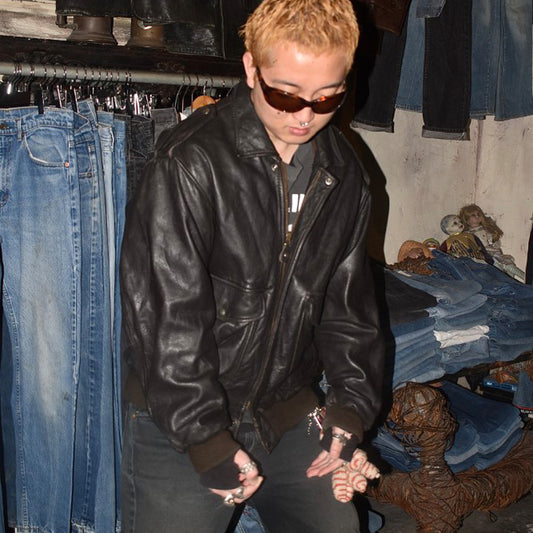 90's A-2 Type レザーフライトジャケット 黒 260306H