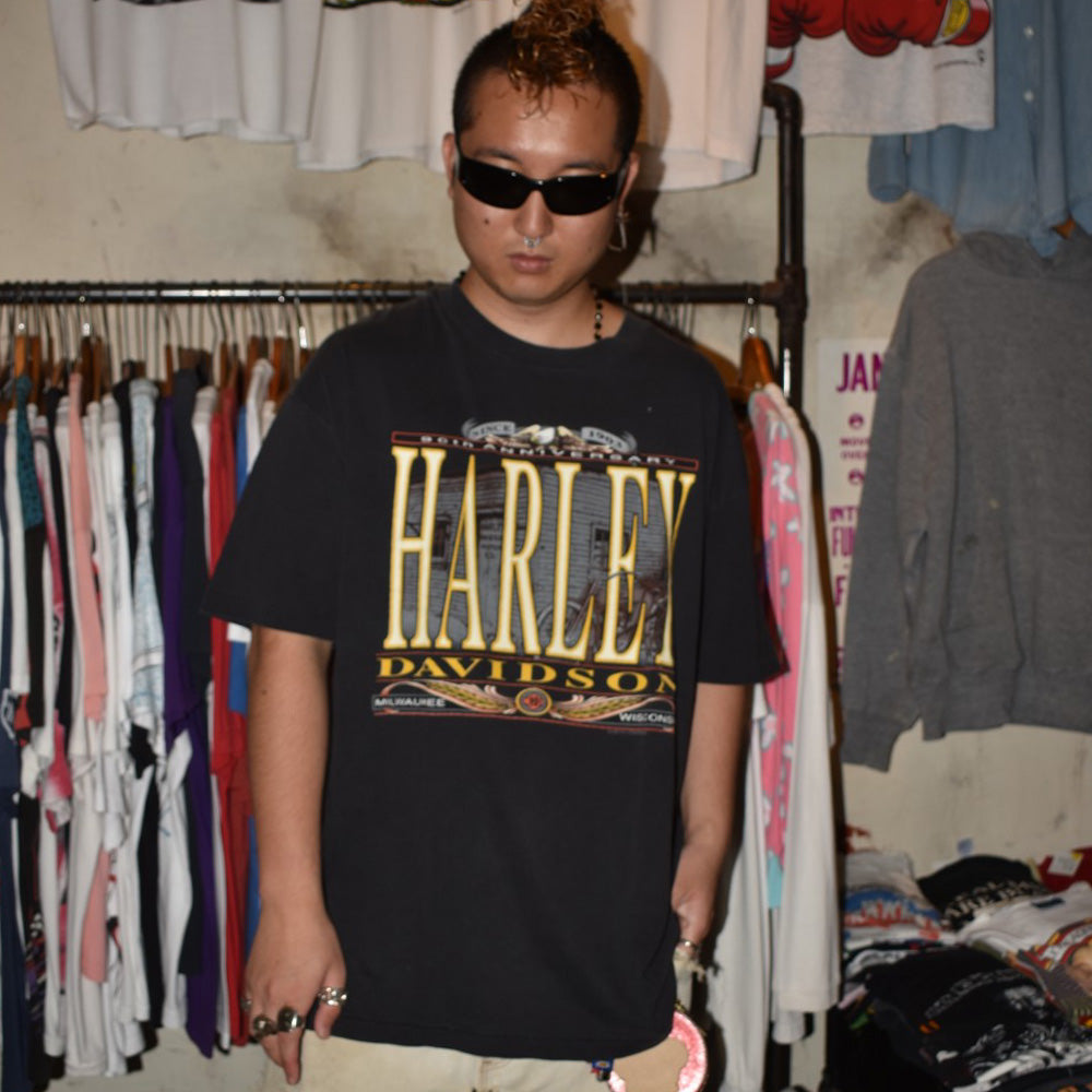 90's HARLEY-DAVIDSON "90th Anniversary" ハーレーT USA製 260825H