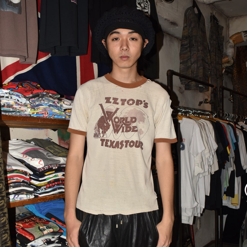 70's ZZ TOP "WORLDWIDE TEXAS TOUR" 1976 リンガー ロックTシャツ 260908H