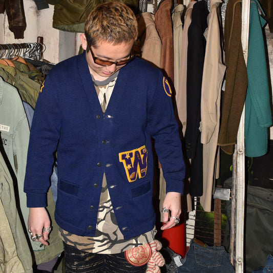 40's Williams College レタード ニットカーディガン  260113H