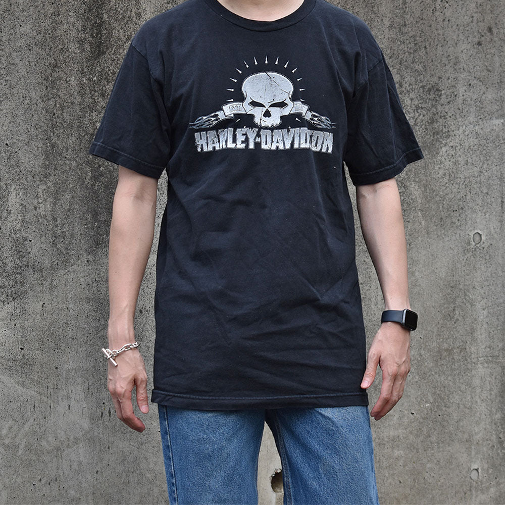 Y2K　Harley-Davidson/ハーレー・ダビッドソン スカル 両面プリント Tシャツ　230829