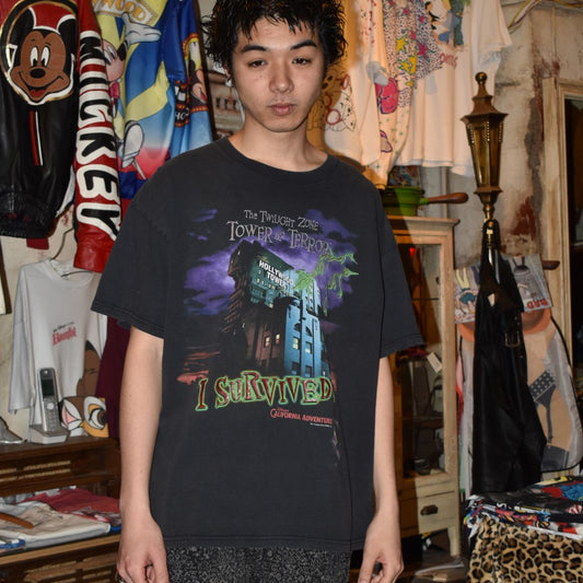 Y2K Disney TOWER OF TERROR "I SURVIVED!" Tシャツ 260515H