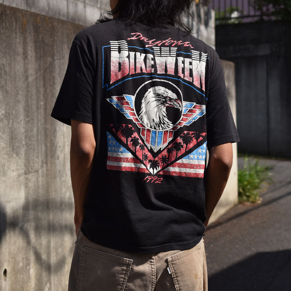 90's　”DAYTONA BEACH BIKE WEEK ’92”  Motorcycle Tシャツ　USA製 　230518