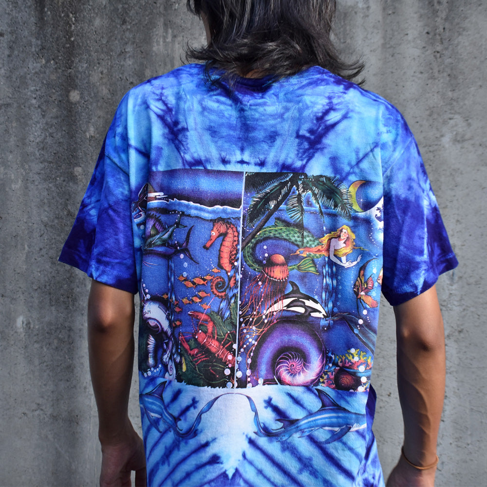 90’s　Chapman Graphics ”sea animals” アニマルプリント タイダイTシャツ　USA製　230730