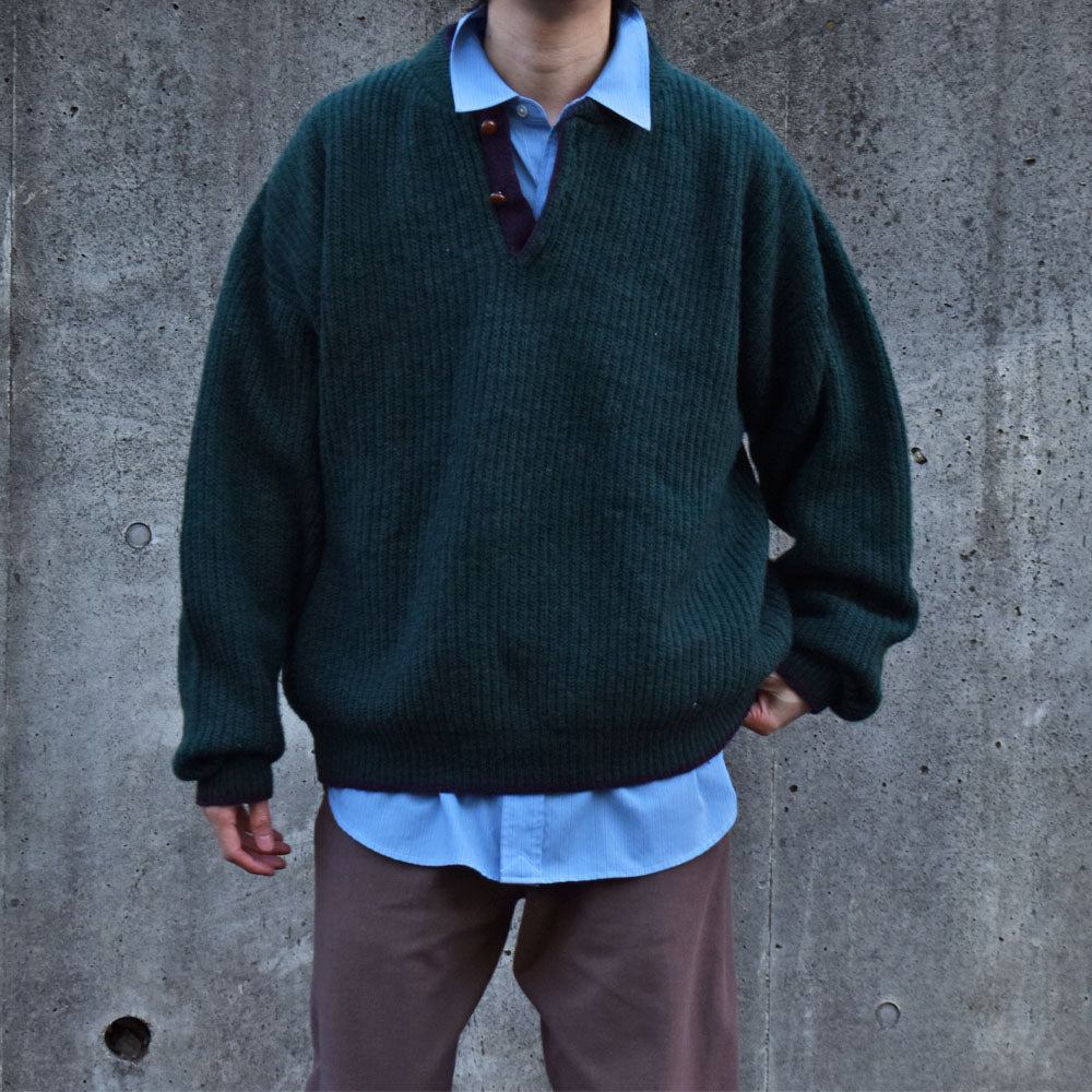 90’s Woolrich 配色良し！ ヘンリーネック ラインニット 231226