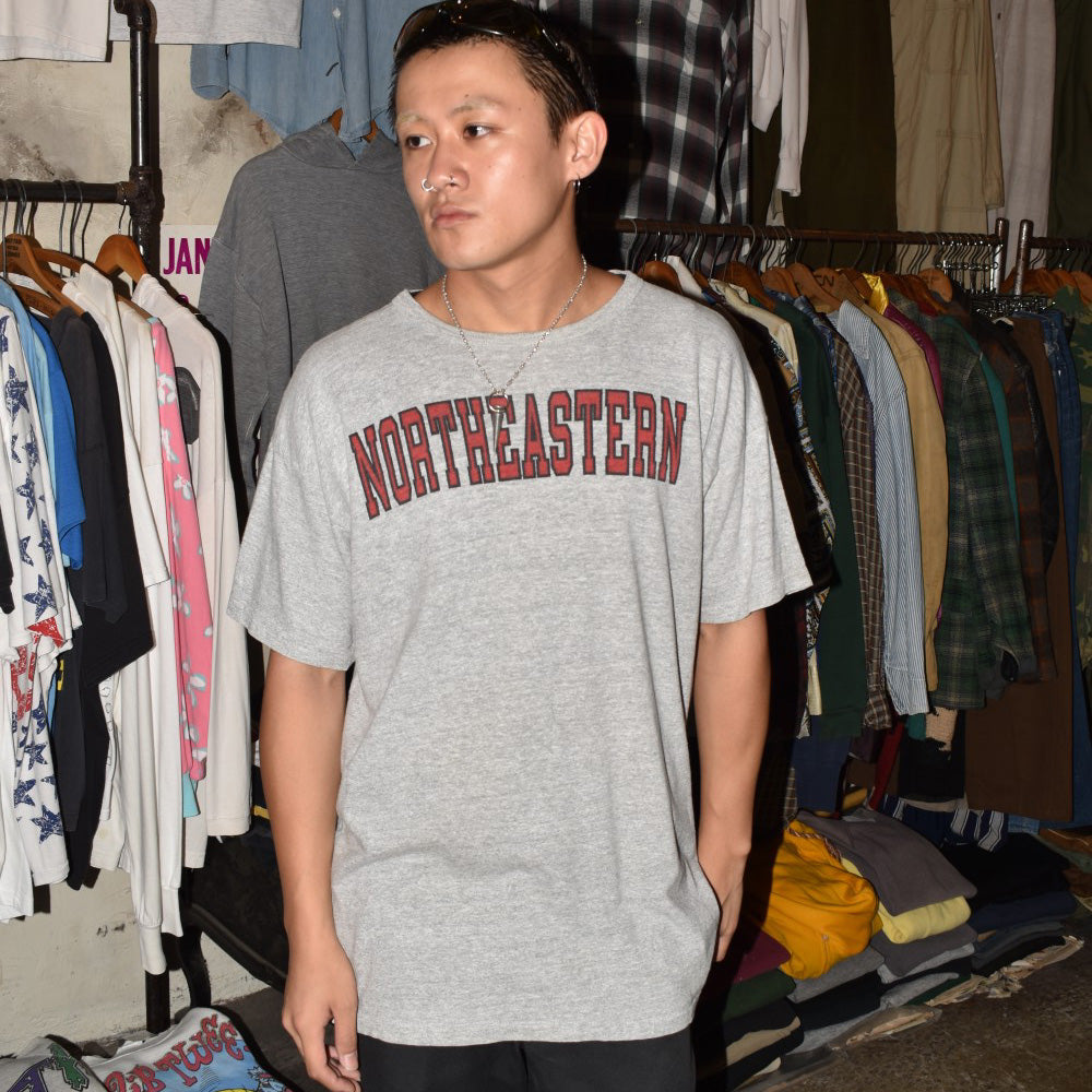 90's Champion "NORTHEASTERN" 染み込みプリント カレッジTシャツ USA製 260818H