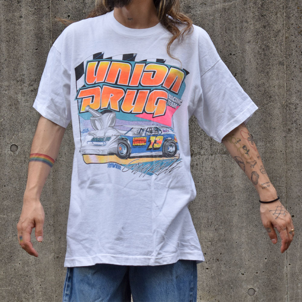 90’s “UNION DRUG” 両面プリント レーシング Tシャツ USA製 240528