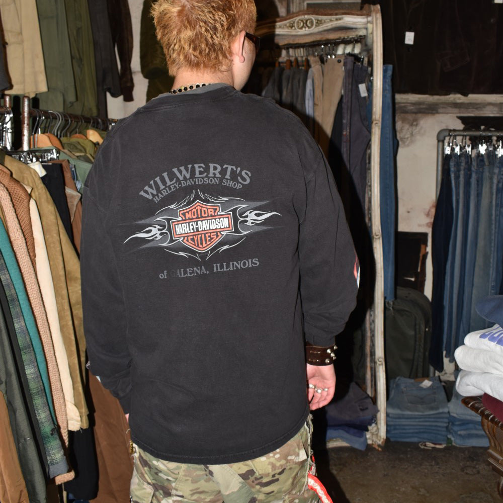 Y2K Harley-Davidson トライバルフレーム ロングスリーブTシャツ USA製 260421H