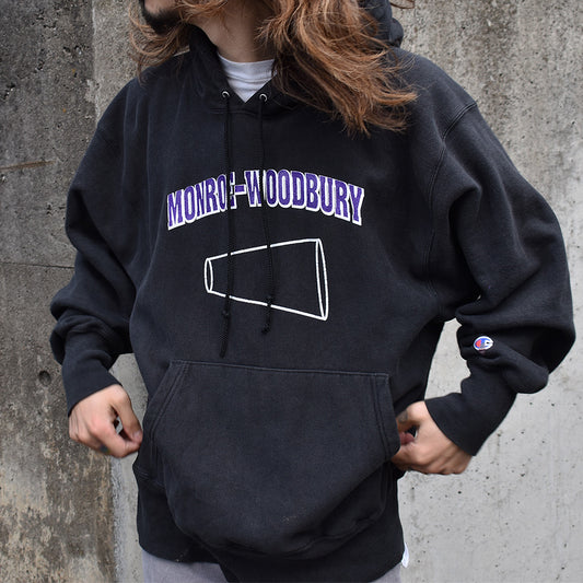 90's Champion "MONROE-WOODBURY" ブラック! RWパーカー 230509