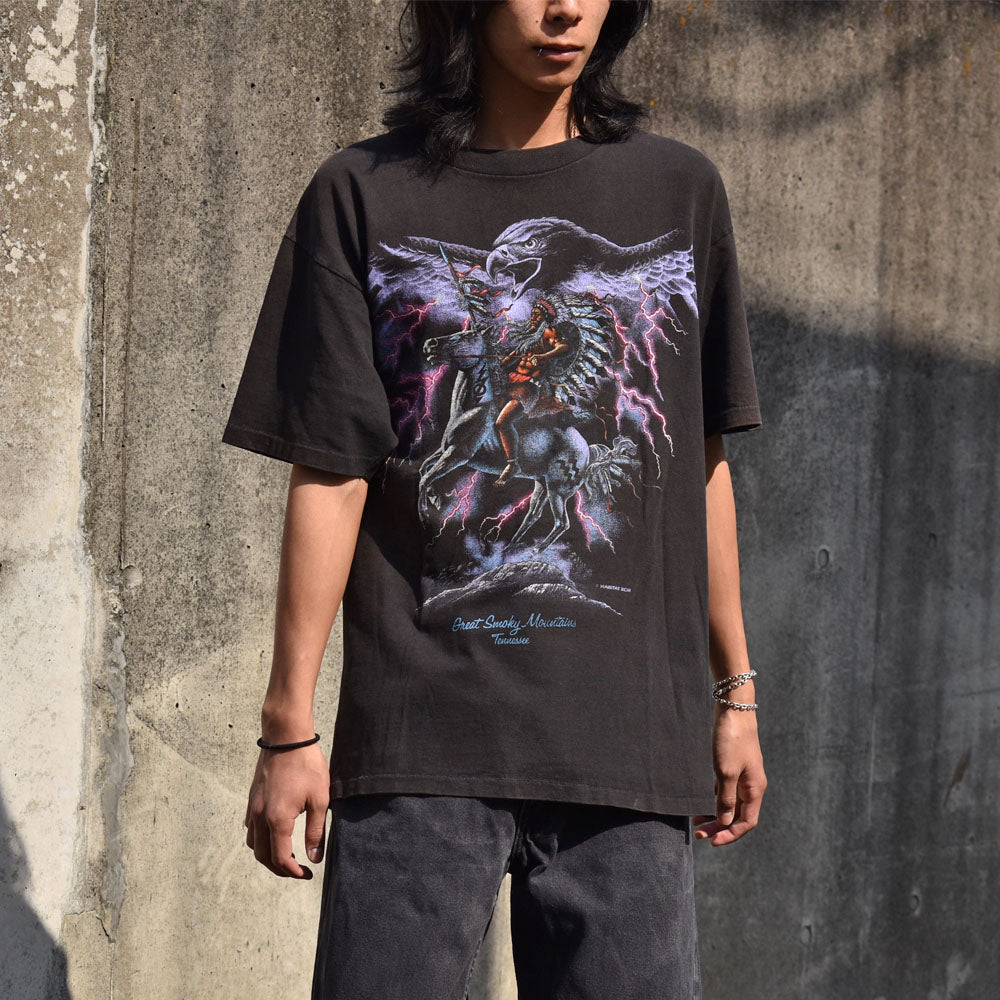 90's　HABITAT XCV “indian thunder” アニマルプリント Tシャツ　USA製　230502